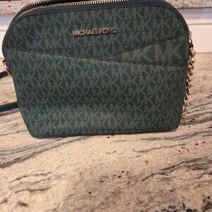 Michael Kors MK JST Medium Logo Dome Crossbody Bag- Racing Green